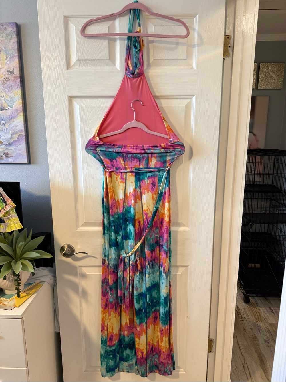Women’s Multicolor Tie-Dye Halter Jumpsuit - Picture 4 of 6